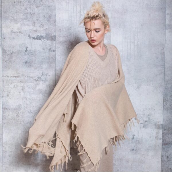 autumn cashmere fashion cape tassel knitted shawl cashmere poncho for ladies - Image 2