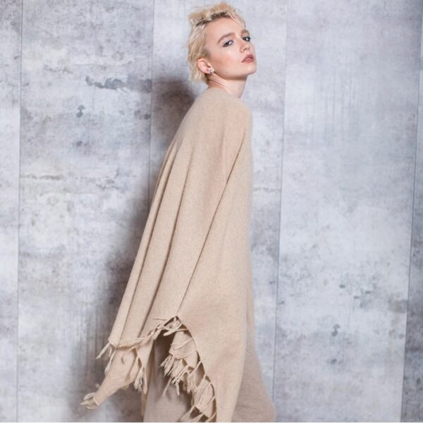 autumn cashmere fashion cape tassel knitted shawl cashmere poncho for ladies - Image 4